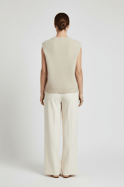 YAYA Weicher Strick-Spenzer mit tiefem V-Ausschnitt Hellbeige Melange