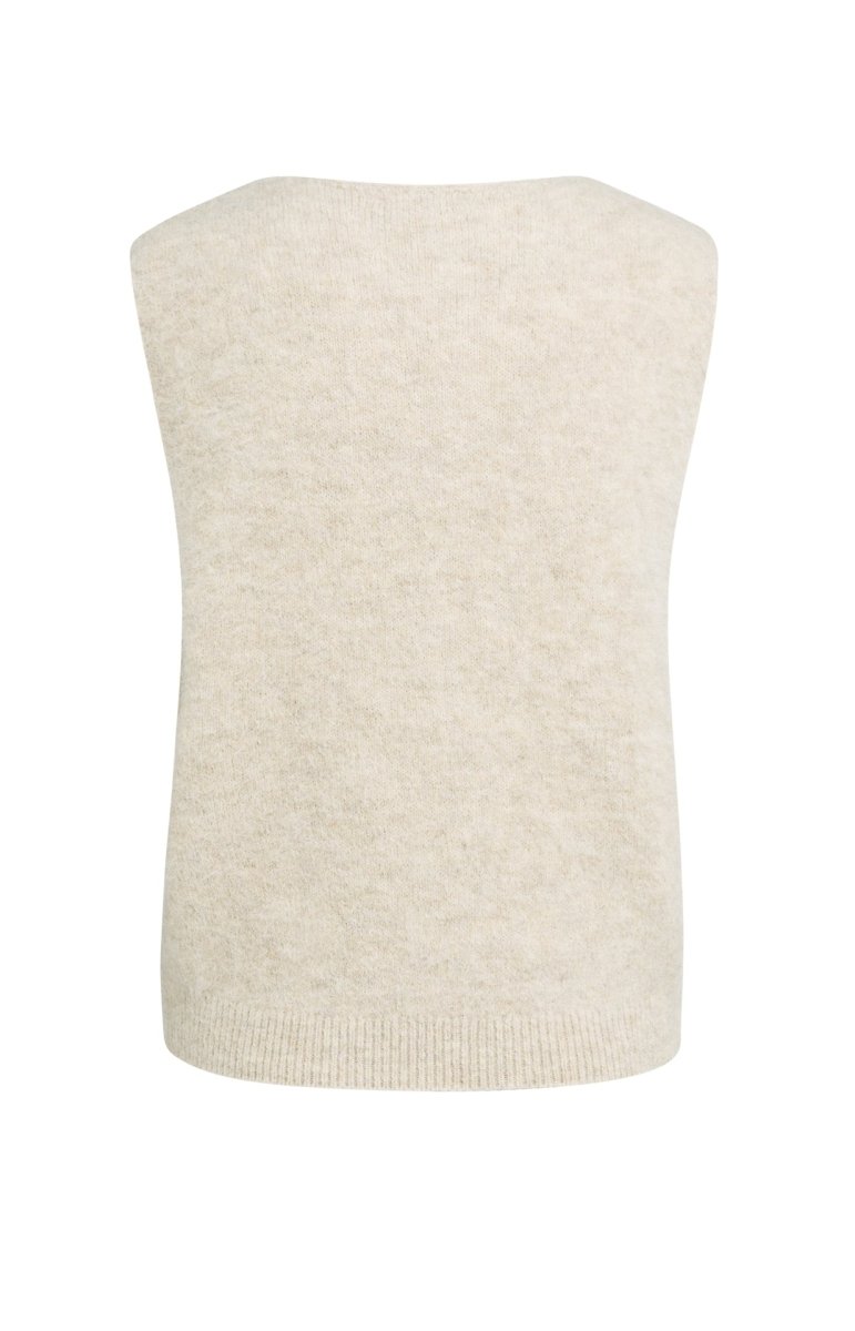 YAYA Weicher Strick-Spenzer mit tiefem V-Ausschnitt Hellbeige Melange