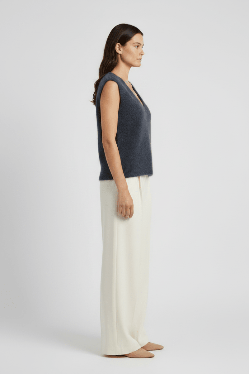 YAYA Weicher Strick-Spenzer mit tiefem V-Ausschnitt Odyssey Grau Melange