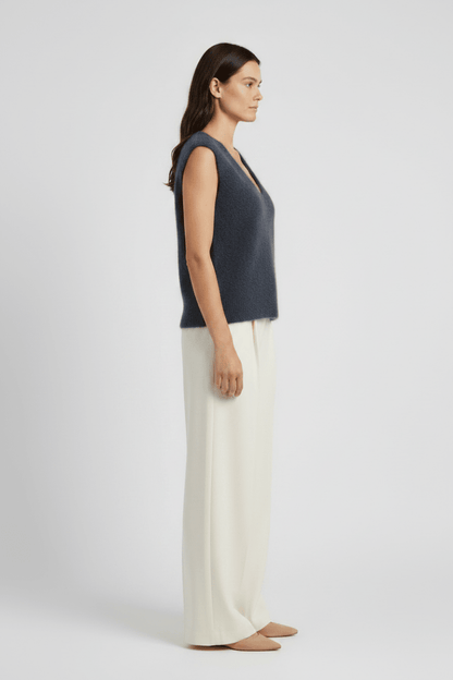 YAYA Weicher Strick-Spenzer mit tiefem V-Ausschnitt Odyssey Grau Melange