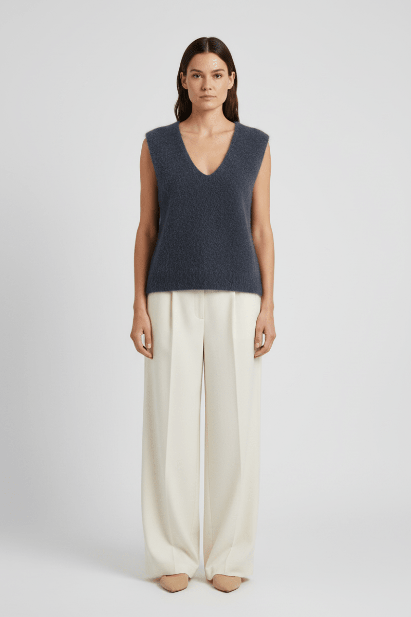 YAYA Weicher Strick-Spenzer mit tiefem V-Ausschnitt Odyssey Grau Melange