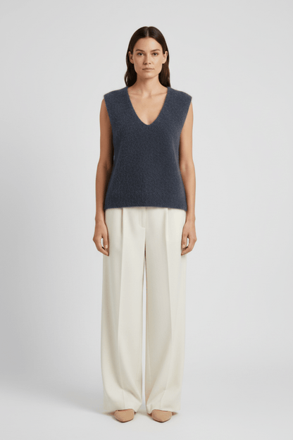YAYA Weicher Strick-Spenzer mit tiefem V-Ausschnitt Odyssey Grau Melange