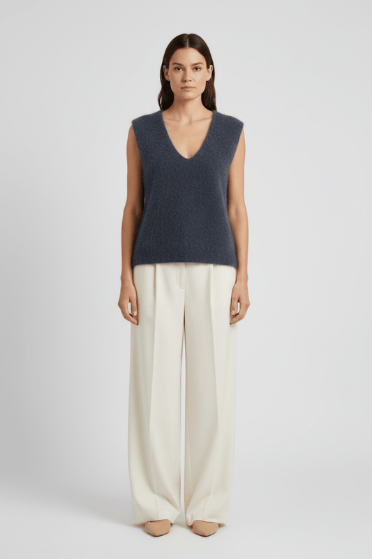 YAYA Weicher Strick-Spenzer mit tiefem V-Ausschnitt Odyssey Grau Melange