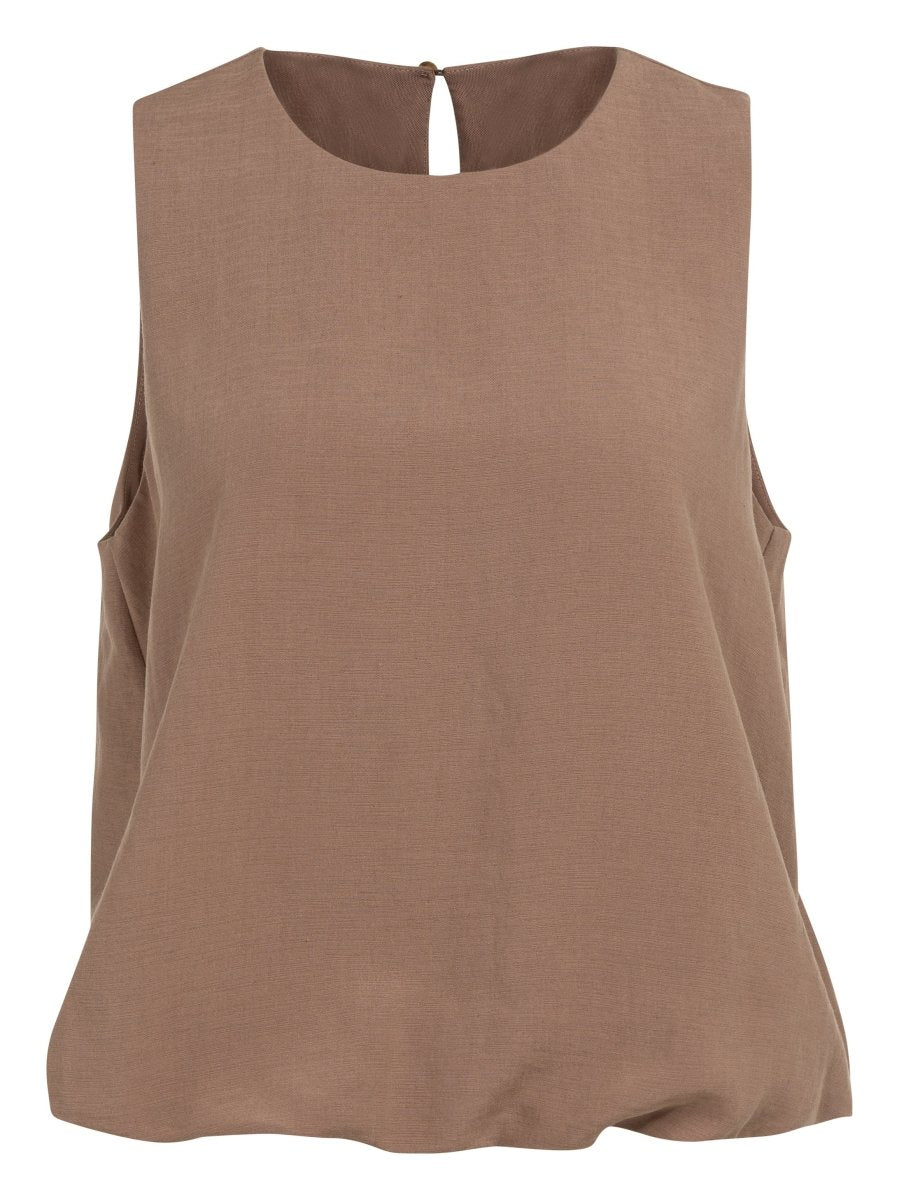 YAYA Woven balloon top BROWNIE BROWN