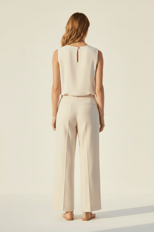 YAYA Woven balloon top CLOUD CREME WHITE