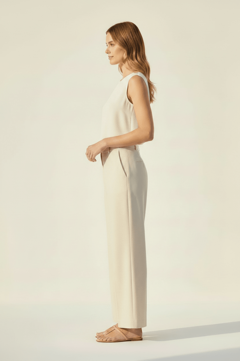 YAYA Woven balloon top CLOUD CREME WHITE
