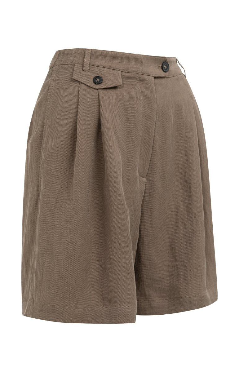 YAYA Woven longer length bermuda shorts WASHED BROWN