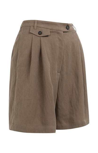 YAYA Woven longer length bermuda shorts WASHED BROWN