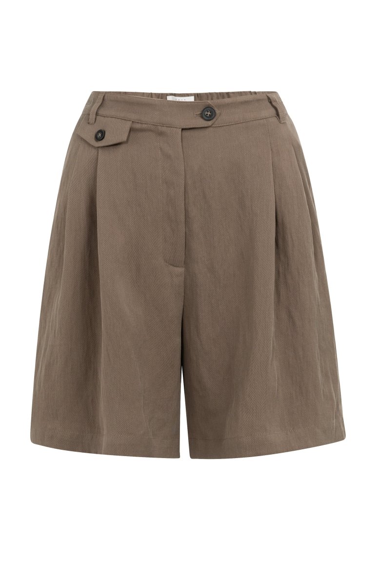 YAYA Woven longer length bermuda shorts WASHED BROWN