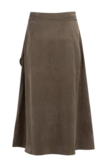 YAYA Woven midi skirt mit wrap effect WASHED BROWN