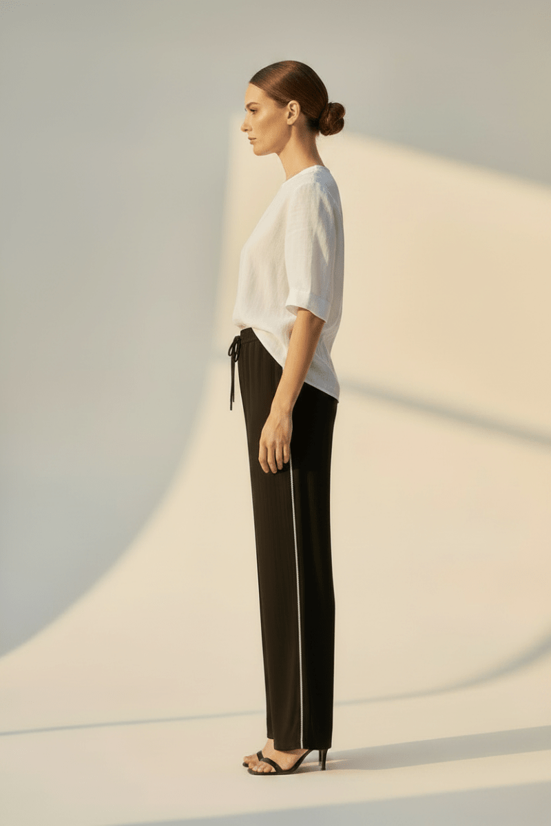 YAYA Woven wide leg trousers - L32 BLACK