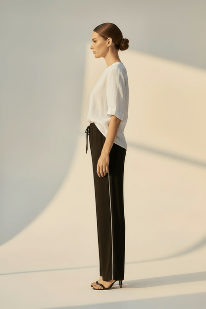 YAYA Woven wide leg trousers - L32 BLACK