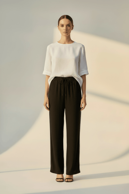 YAYA Woven wide leg trousers - L32 BLACK